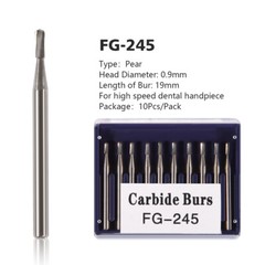10Pcs Dental Carbide Burs Pear-Shaped High Speed Tungsten Steel Bur FG-245 de
