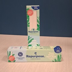 Repurpose Compostables PHA Compostable Straws, Standard 8in x .25in, 50ct, 9 Box