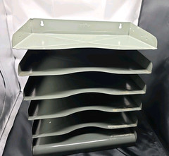 Vintage Vertiflex Metal 6 Letter File Holder Desk Organizer Rack 17x15x10 Gray