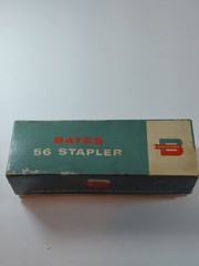 Vintage Bates 56 Desk Stapler Grey with Original Box & Swingline Staples USA