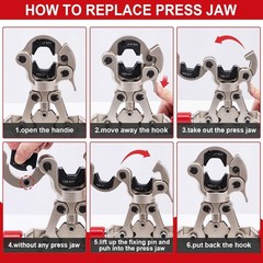 CXRCY Copper Pipe Crimping Tool Kit w/3 Jaws (1/2″-1″) 360° Head