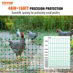 VEVOR Electric Netting Fence Kit PE Net Fencing 48″H x 168’L with Posts Spikes