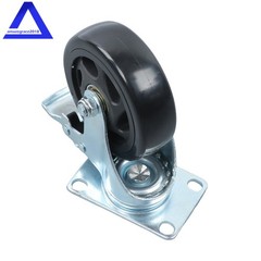 4Pcs Heavy Duty Polyurethane Black Casters 4-Inch 360 Rotation WIth Brake Caster