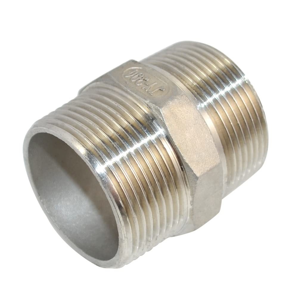 1.5 Inch Silver Hose Pipe Fitting Hex Reducing Nipple Male x Male Connection