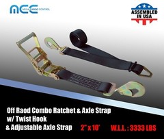 USA 2″ x 10′ Axle Strap Car Trailer Hauler Ratchet Tie Down Strap w/ Snap Hook