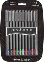 Pentonic 10-Count Ballpoint Pens 1.0mm Assorted Colors Easy Flow Ink
