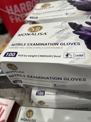 MonaLisa Exam Gloves Large 100 Count Box Non Sterile Gloves Purple Disposable