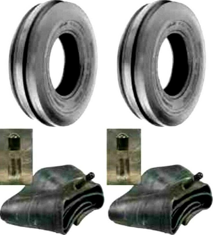 TWO New 5.50-16 Tri-Rib 3 Rib Front Tractor Tires & Tubes 6 Ply Rated Heavy Duty