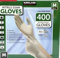 Kirkland Signature Nitrile Exam Powder-Free Exam Gloves – MEDIUM – 400 Count