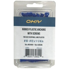 50x Expansion Wall Anchors with 50x Screws Set for 1/4in Drill Hole Installation