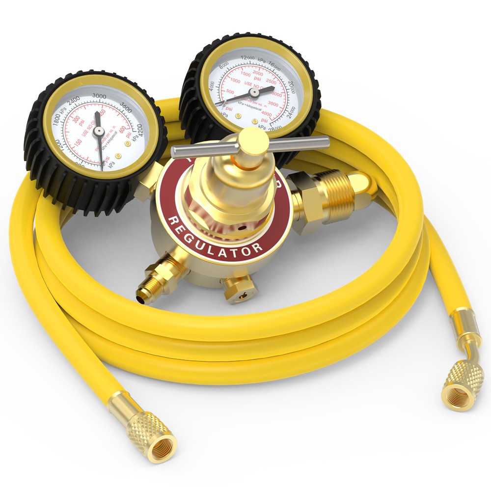 Nitrogen Regulator with Hose, 0-600&0-4000PSI Output Pressure, CGA580 Connection