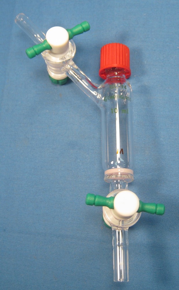 CHEMGLASS 10 ML PEPTIDE SYNTHESIS VESSEL SOLID PHASE “M” FREE SHIPPING 66
