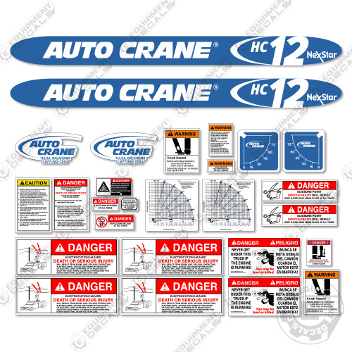 Fits Auto Crane HC12 Decal Kit Crane Truck – 7 YEAR OUTDOOR 3M VINYL!