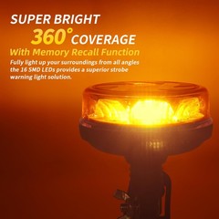 Yinaolan Amber LED Rotating Beacon Light, Flashing Warning Light with 6 Modes,