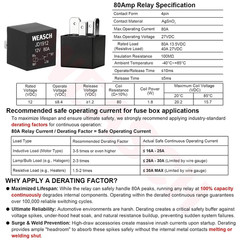 12V 6 Way Pre-Wired Fuse Relay Box Kit with 2 X 80A 4-Pin Relays | 6 Slot ATC/AT