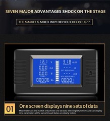 DC Battery Monitor Meter 200A 0-200V LCD Display Voltage Amp for Car RV Solar