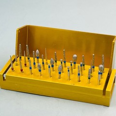 Dental Diamond Burs Drill+Disinfection Bur Block High Speed Handpiece–30Pcs/Set