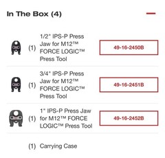 Milwaukee 1/2″-1″ IPS-P Press Jaw Kit For M12 FORCE LOGIC™ Press Tool 49-16-2496
