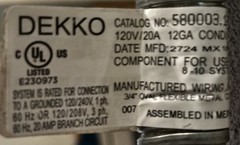 DEKKO 4’x 1″ flexible conduit Ceiling Power Entry 580003.1.8, Lot of 5