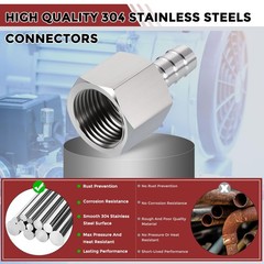 2 Pack Stainless Steel Hose Barb Fittings 3/8 Hose Barb To 1/2 NPT Female