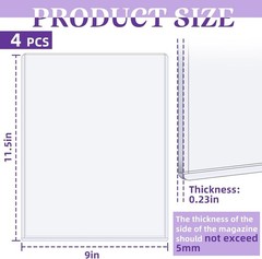 4 Pack Hard Plastic Magazine Protectors, Clear Magazine Display Sleeves PVC …