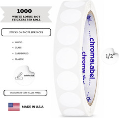 0.50 Inch round Label Permanent Color Code Dot Stickers, 1000 Label