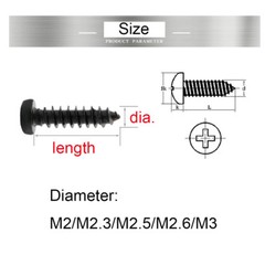 M3 Black Steel Phillips Round Pan Head Self Tapping Screw Sheet Metal Wood Screw