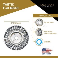 2 Pcs Wheel Brush 6-Inch (6″ Twisted Knotted) Stainless Steel – Arbor Hole: 7/8
