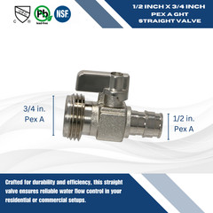 1 Pack XFITTING 1/2″ Pex A X 3/4″ GHT Valve , Expansion Garden Valve , F1960