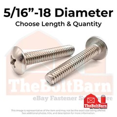 5/16″-18 18-8 Stainless Steel Phill Truss Head Machine Screws(Pick Length&Qty)