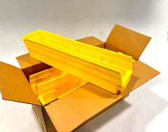 Lyon Yellow Plastic Shelf Storage Bins 18″L x 4″W x 4″ H, 18x4x4, LOT OF 12