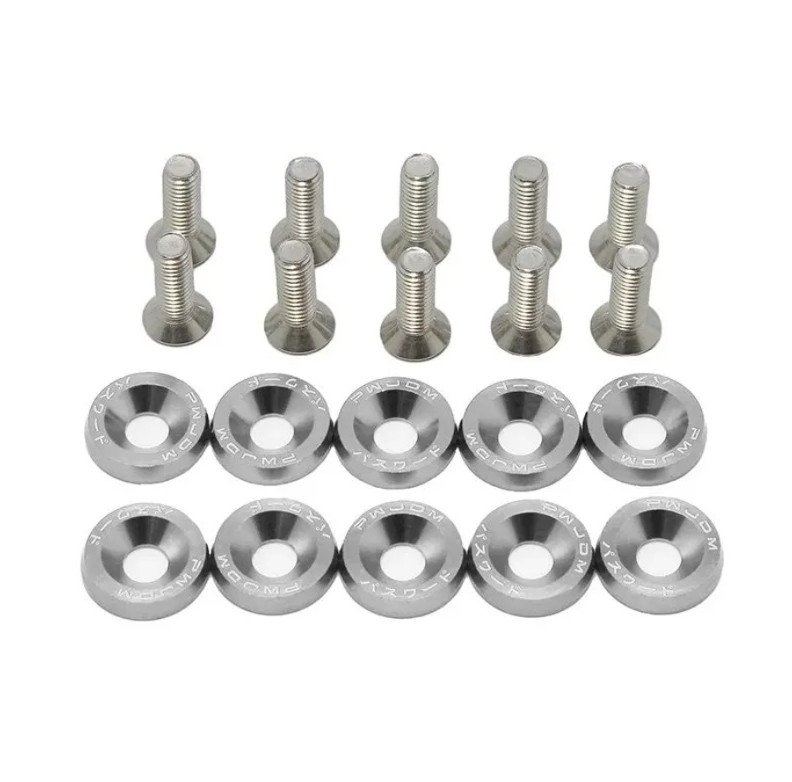 10pcs M6 Aluminum Fender Washer & Bolt Set for Bumper Engine License Plate – NEW