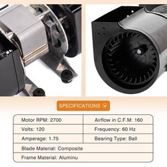 Adviace GFK-160 GFK-160A Fireplace Blower 12.81 x 4.31 x inches, Black
