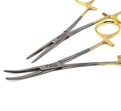 Kelly Hemostat Locking Forceps Straight + Curved 5.5″ Surgical Instruments-GOLD