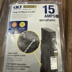 Square D Circuit Breaker 15A – Plug-on Neutral CAFI – QO115PCAFIC – New – NIB