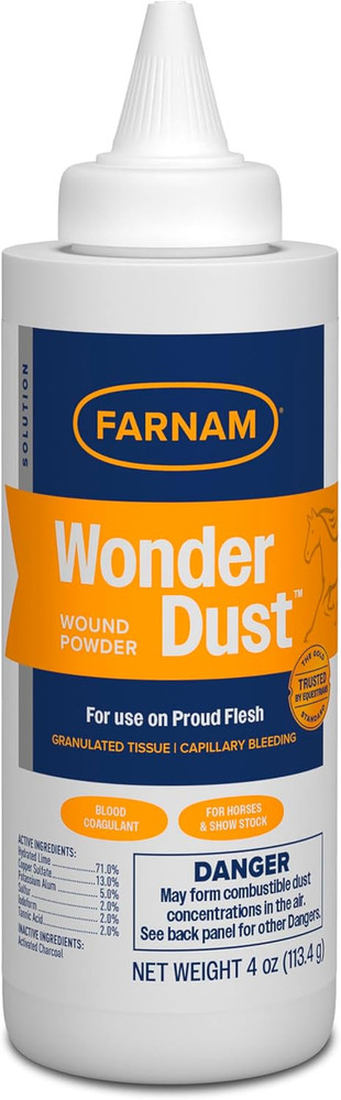 Farnam Wonder Dust Wound Powder, Blood Coagulant for Horses and Show Stock, for