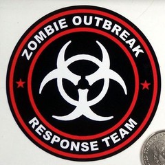 2 – Zombie Outbreak Response Team 3″ Red Tool Box Car Bumper Sticker R104