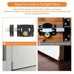 Anti-Rust Long Throw Gate Lock for 40-80mm Wooden Door Right & Left Door 5 Keys