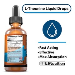 SBR Nutrition Liquid L-Theanine Drops Vegan Alcohol-Free Non-GMO Calm Focus Slee