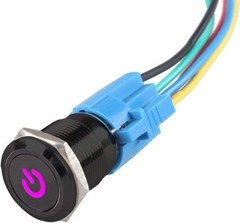 16mm 12V 3A Car Purple LED Light Power Metal Push Button Toggle Switch Purple