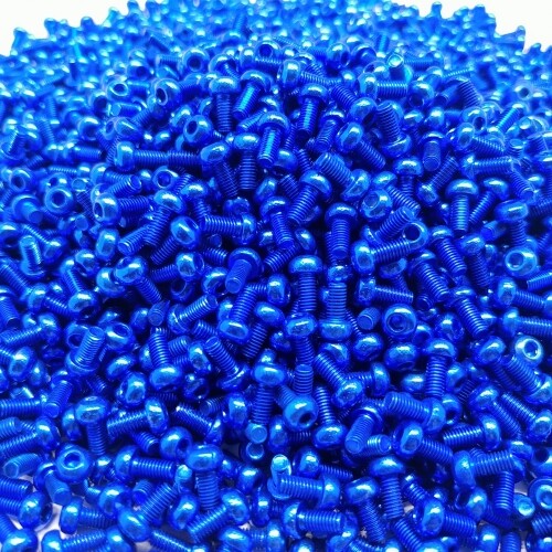 M3 x 6/8/10mm Screws – 7075-T651 Aluminum Alloy Colored Blue – ( 10 pcs ea)
