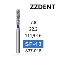 100 PCS SF-13 837-016 Straight Flat End Medium Grit Dental Diamond Burs FG 1.6mm