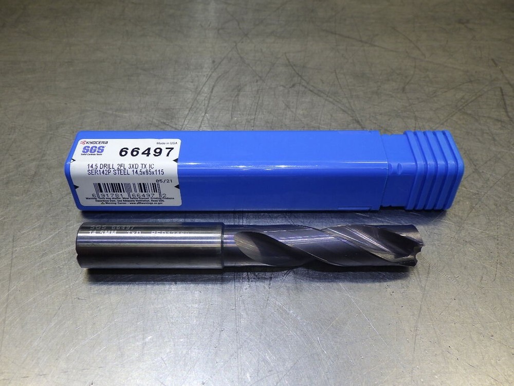 Kyocera / SGS 14.5mm Coolant Thru 3xD Carbide Drill 16mm Shank 66497 (LOC2276)