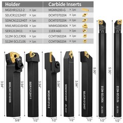 Metal Lathe Cutting Tools – 7PCS 1/2″ Indexable Lathe Turning Tool with 7pcs …