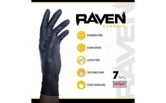 SAS Raven 7 Mil Black Nitrile Gloves Powder Free Exam Grade 100/Box All Sizes