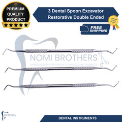 Set of 3 Dental Spoon Excavator Restorative Double Ended Surgical Instruments CE
