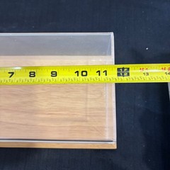 Clear Acrylic Display Case with Beveled Wood Base for Collectibles 12×5.5 Inch