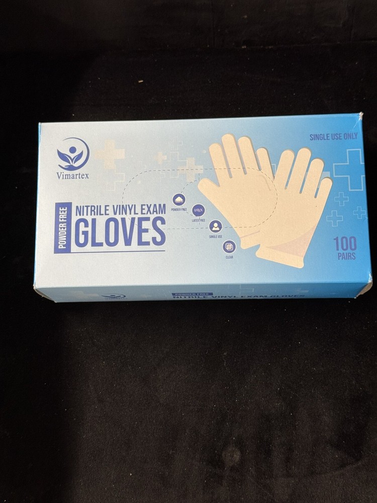 Vimartex Clear, Large Nitrile/Vinyl Gloves – Powder/Latex Free 100 count