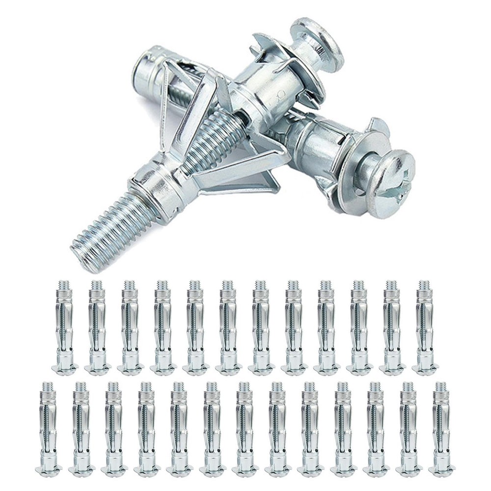 M4x38mm Hollow Wall Anchors Molly Bolts Drywall Ceiling Fixings Plugs 25 PCS