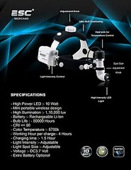 Wireless Dental Surgical Headlight ENT Medical Head light LED 10 Watt for Loupes